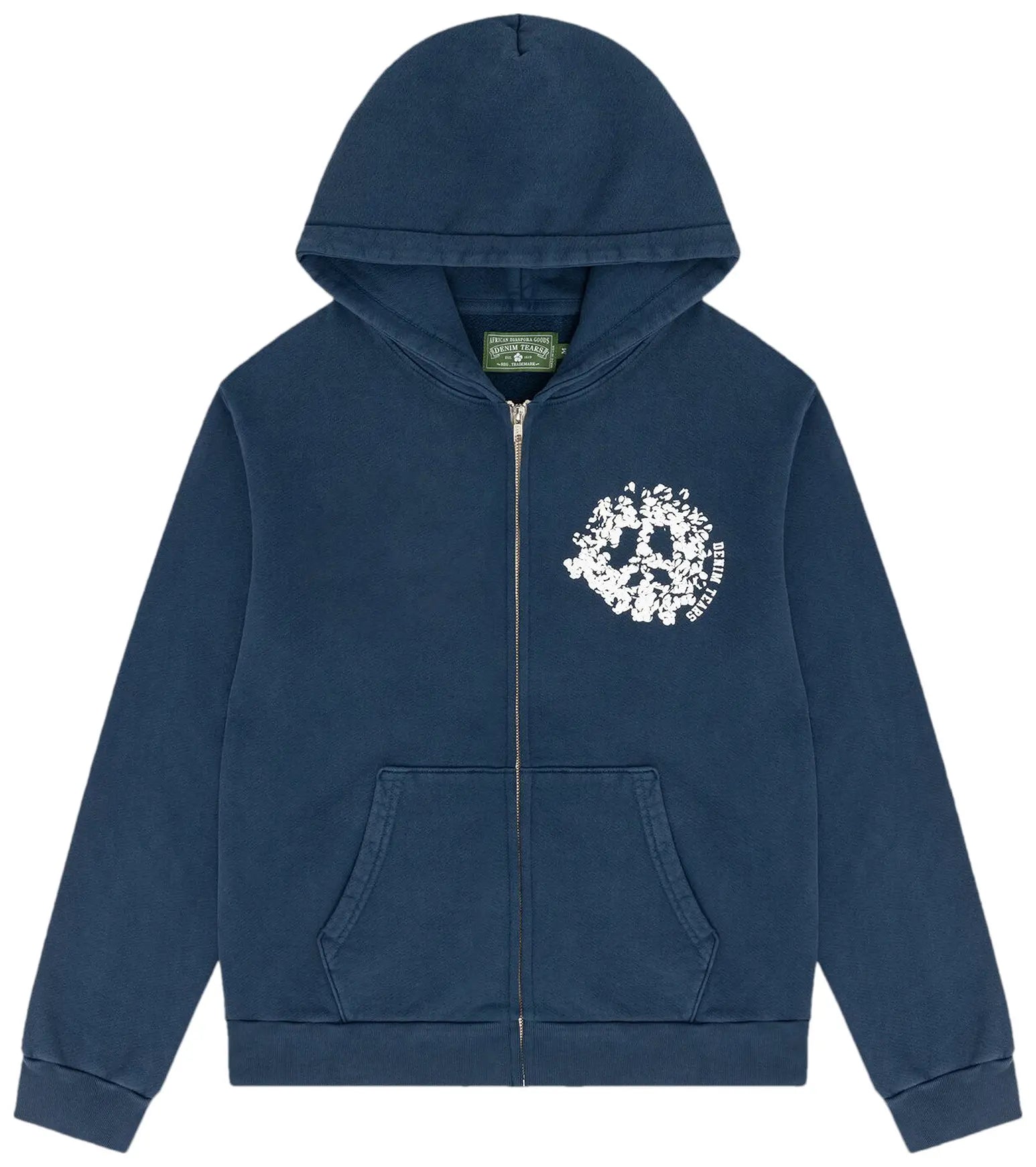 DENIM TEARS UNIVERSITY ZIP UP HOODIE NAVY POLERA