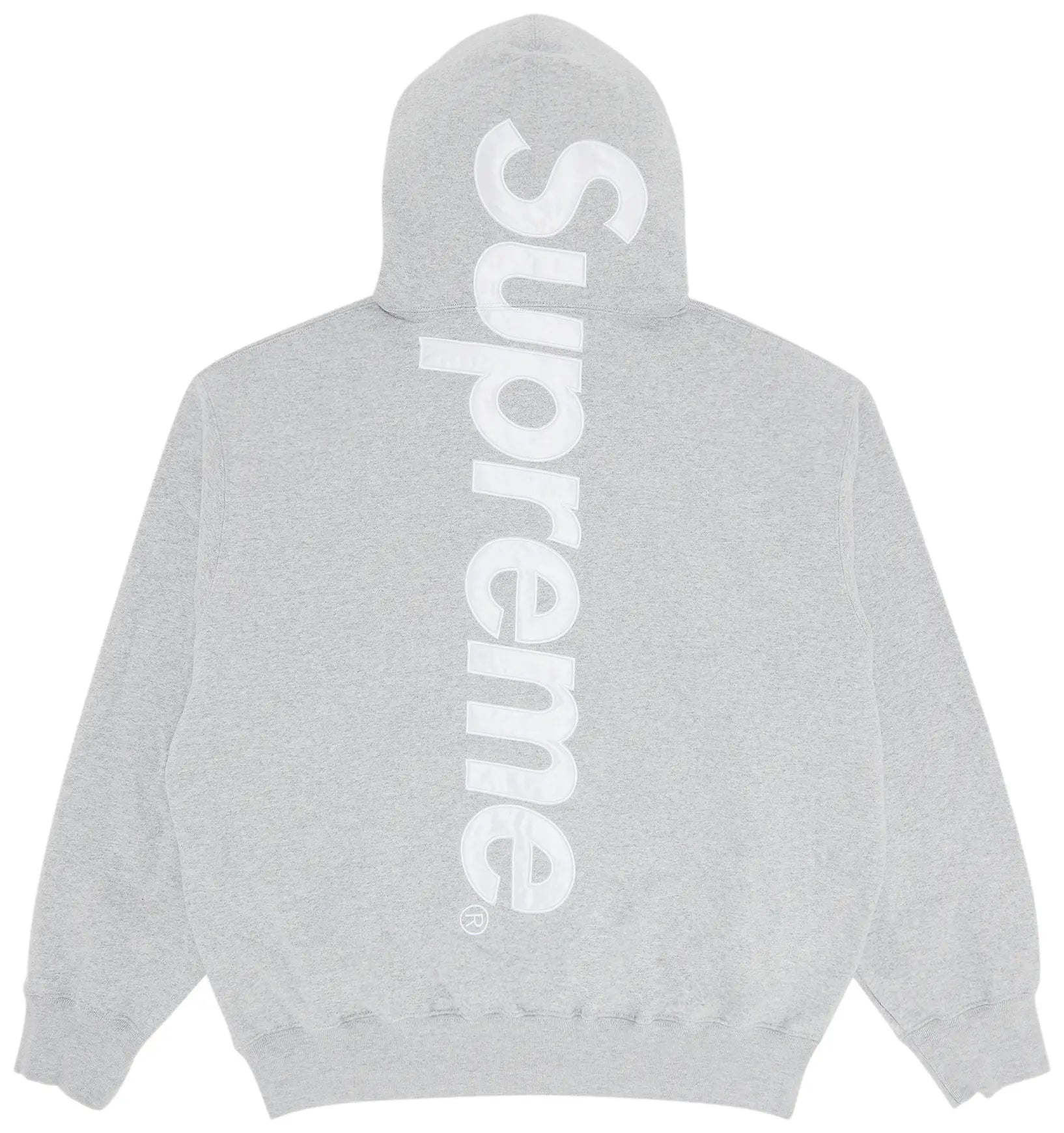 Supreme Satin Appliqué Hooded Sweatshirt 'Heather Grey'