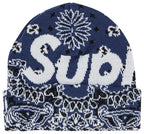 SUPREME BANDANA BIG LOGO BEANIE 'NAVY' FW24 GORRO AZUL