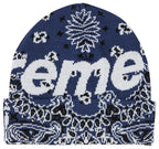 SUPREME BANDANA BIG LOGO BEANIE 'NAVY' FW24 GORRO AZUL