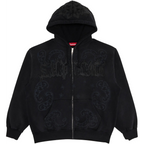 Supreme Leather Appliqué Zip Up Hooded Sweatshirt 'Black'