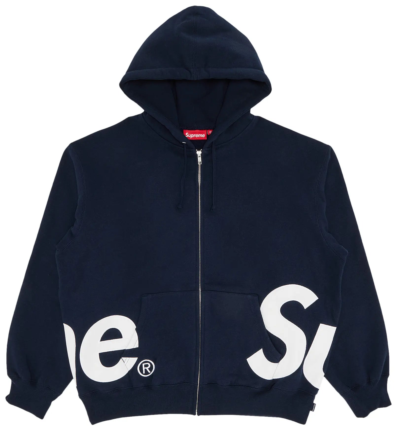 Supreme Big Logo Zip Up Hooded Sweatshirt 'Navy'