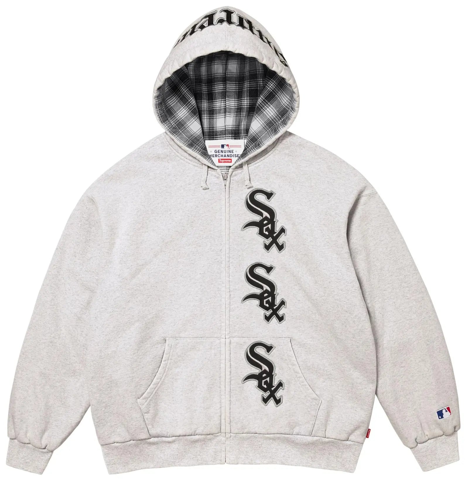 Supreme x Chicago White Sox Zip Up Hooded Sweatshirt 'Ash Grey'