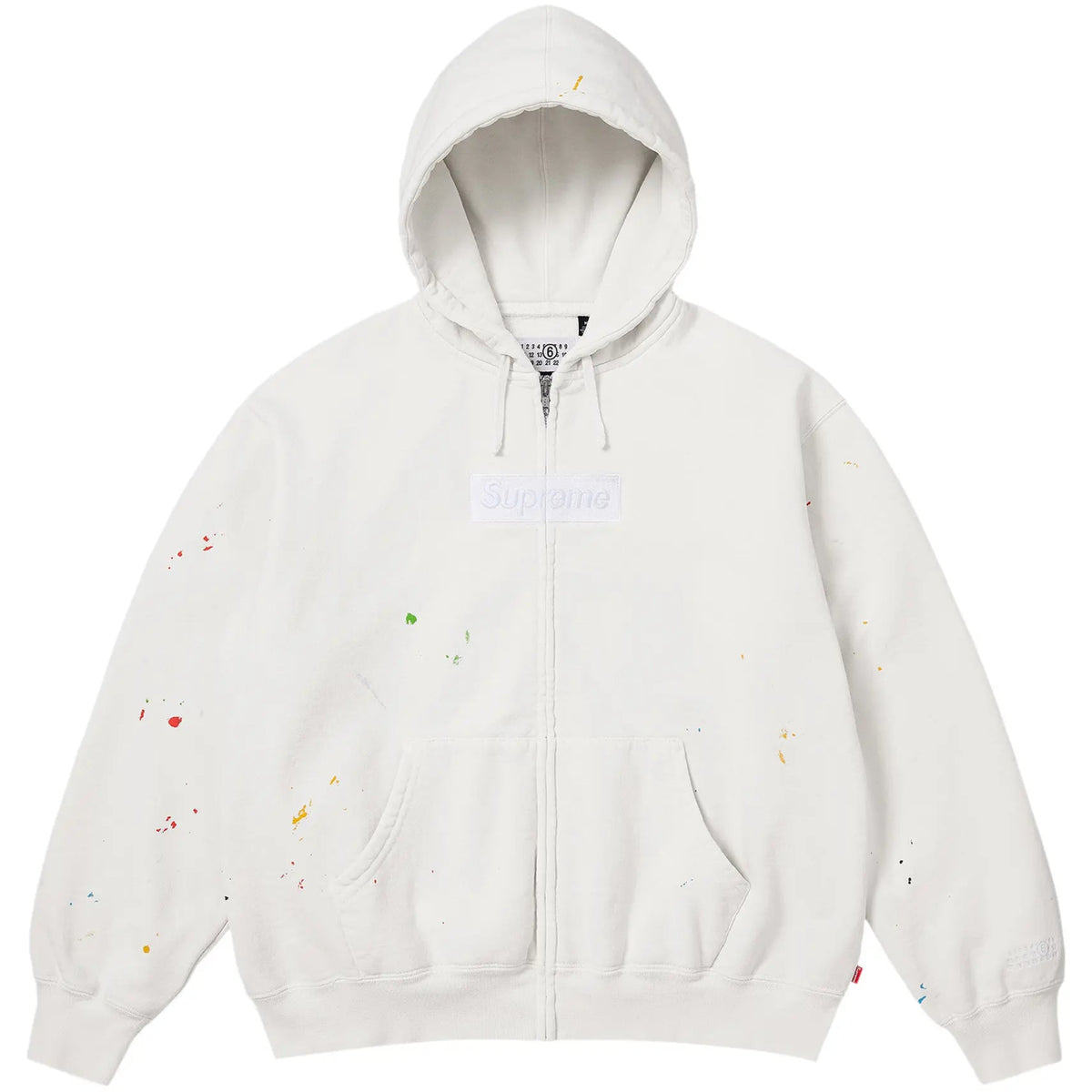Supreme x MM6 Maison Margiela Box Logo Zip Up Hooded Sweatshirt 'White'