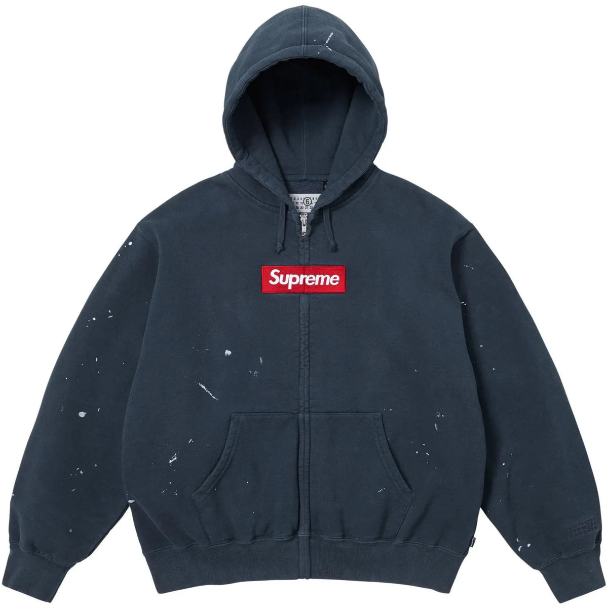 Supreme x MM6 Maison Margiela Box Logo Zip Up Hooded Sweatshirt 'Navy'