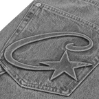 Corteiz Embossed C-star Denim Work Pant 'Grey'