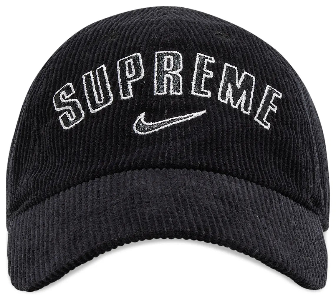 SUPREME CAP CORDUROY 6 PANEL BLACK GORRA NEGRA