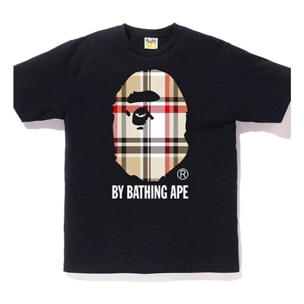 BAPE A Bathing Ape Check by Bathing Tee Black/Beige