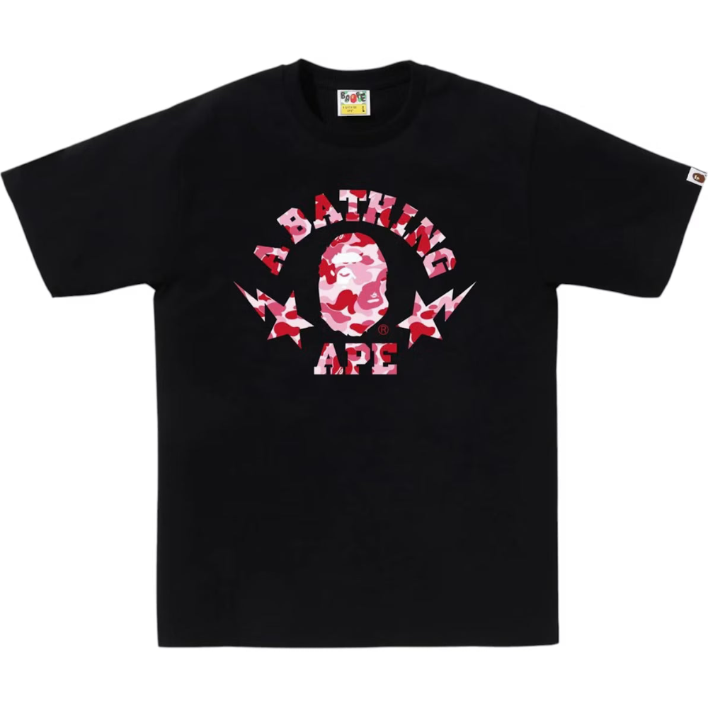BAPE ABC Camo Sta College Tee 'Black/Pink'