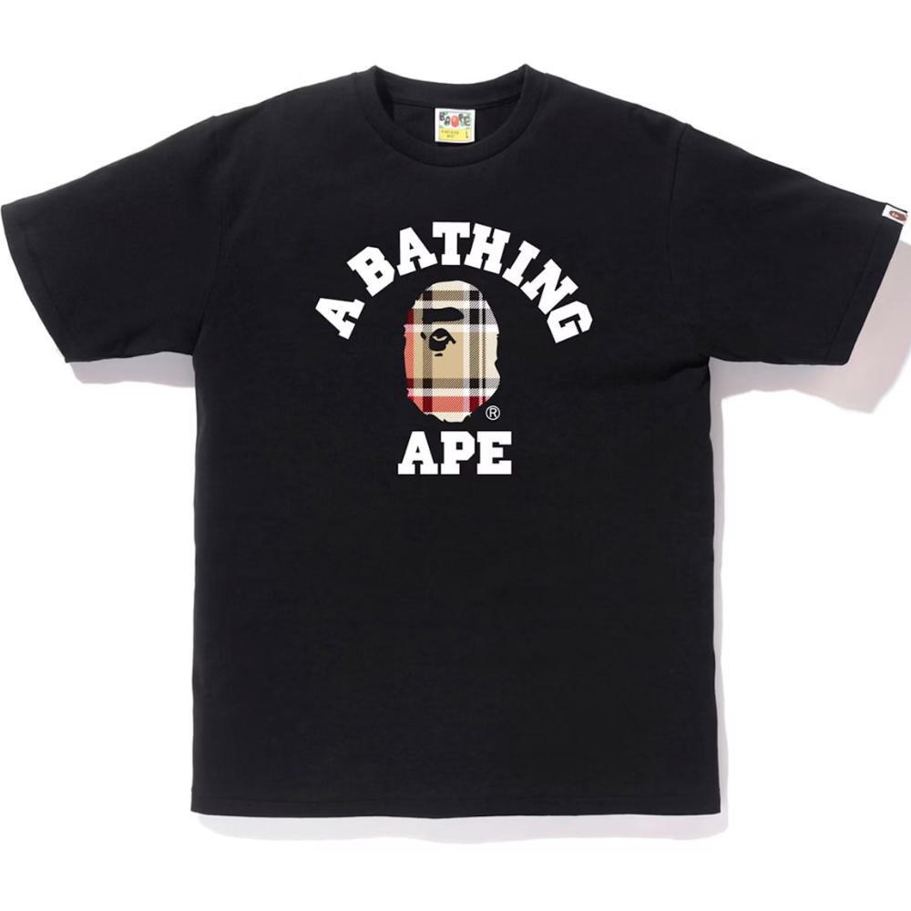 BAPE Check College Tee Black/Beige