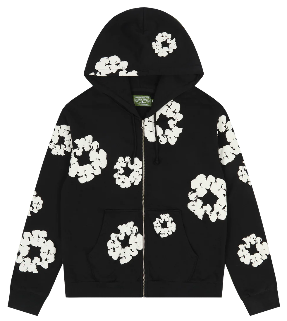 Denim Tears Cotton Wreath Zip Hoodie Black