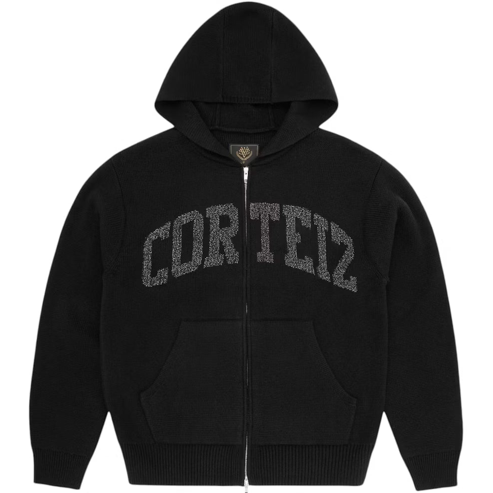 Corteiz 3M College Knit Zip Hoodie 'Black'