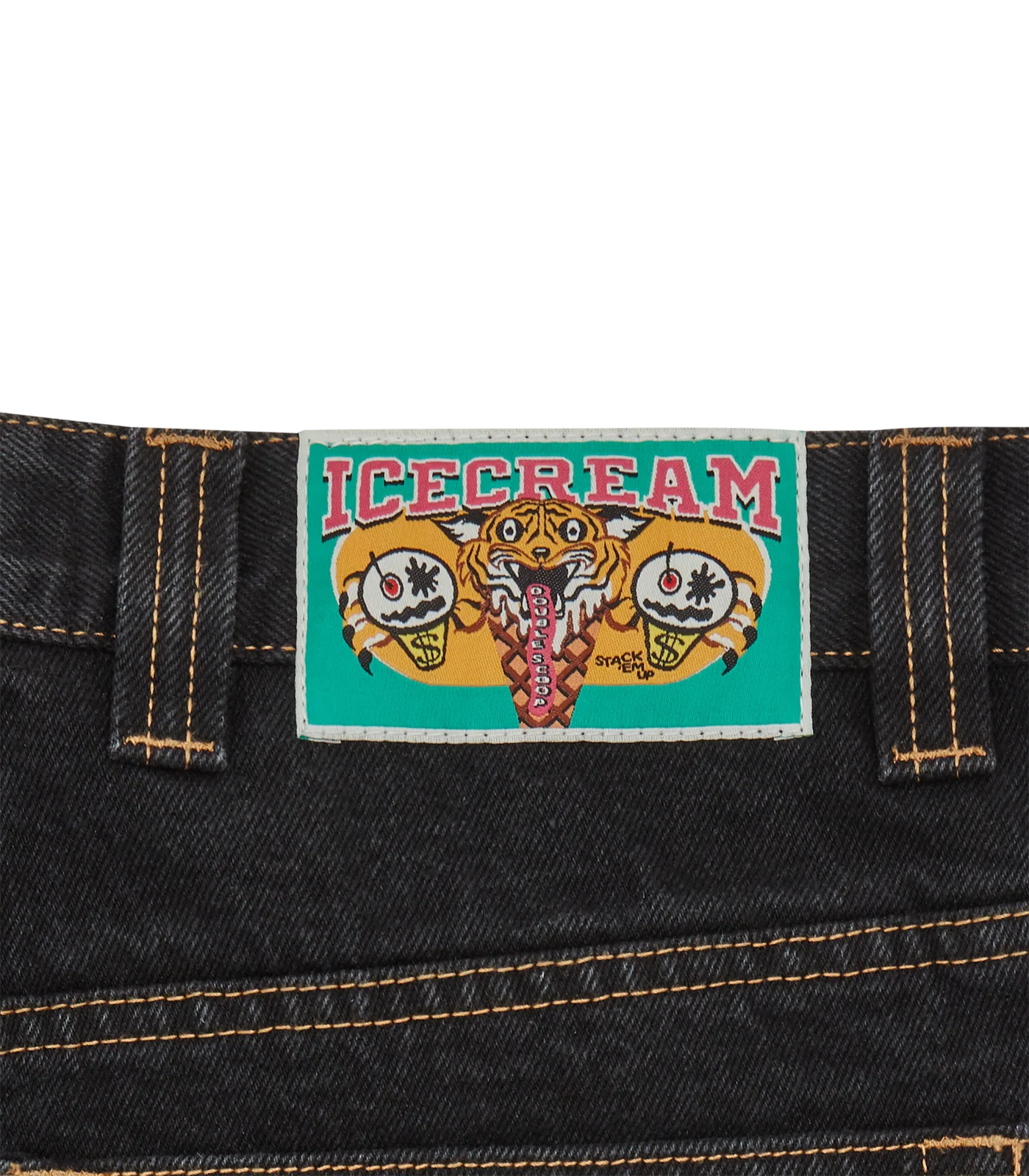 ICECREAM Running Dog Double Scoop Denim Pants Black