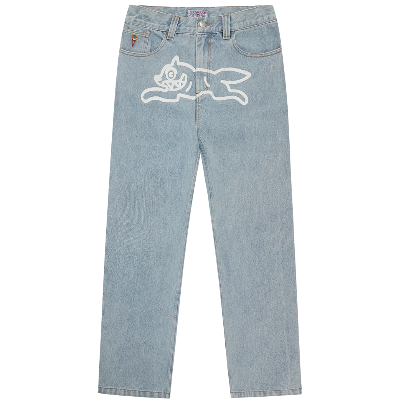 ICECREAM Running Dog Double Scoop Denim Pants Heavy Wash Blue