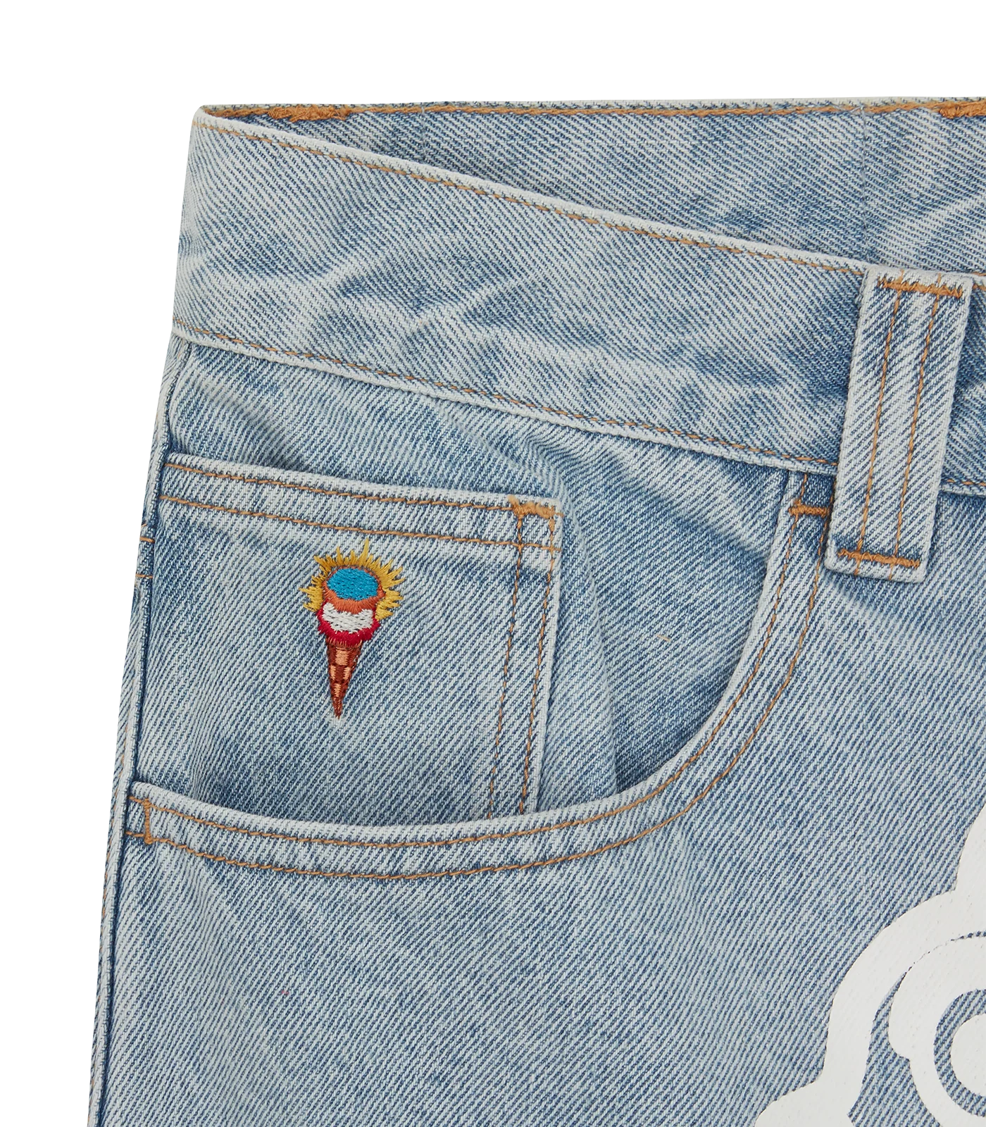 ICECREAM Running Dog Double Scoop Denim Pants Heavy Wash Blue