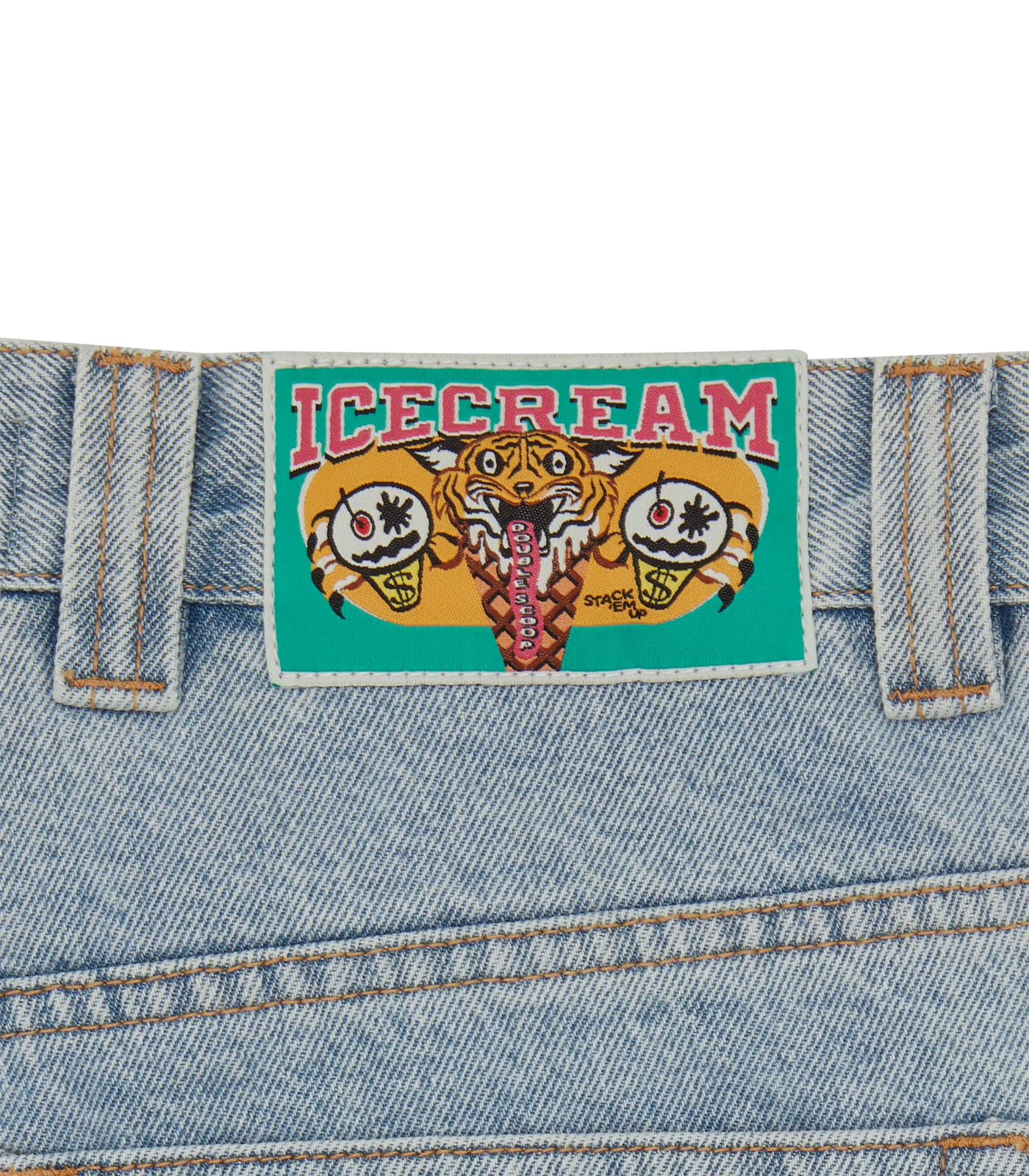 ICECREAM Running Dog Double Scoop Denim Pants Heavy Wash Blue