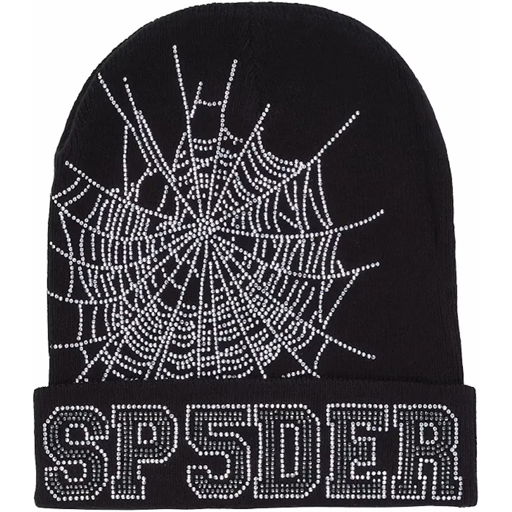 Sp5der Rhinestone Web Beanie 'Black'