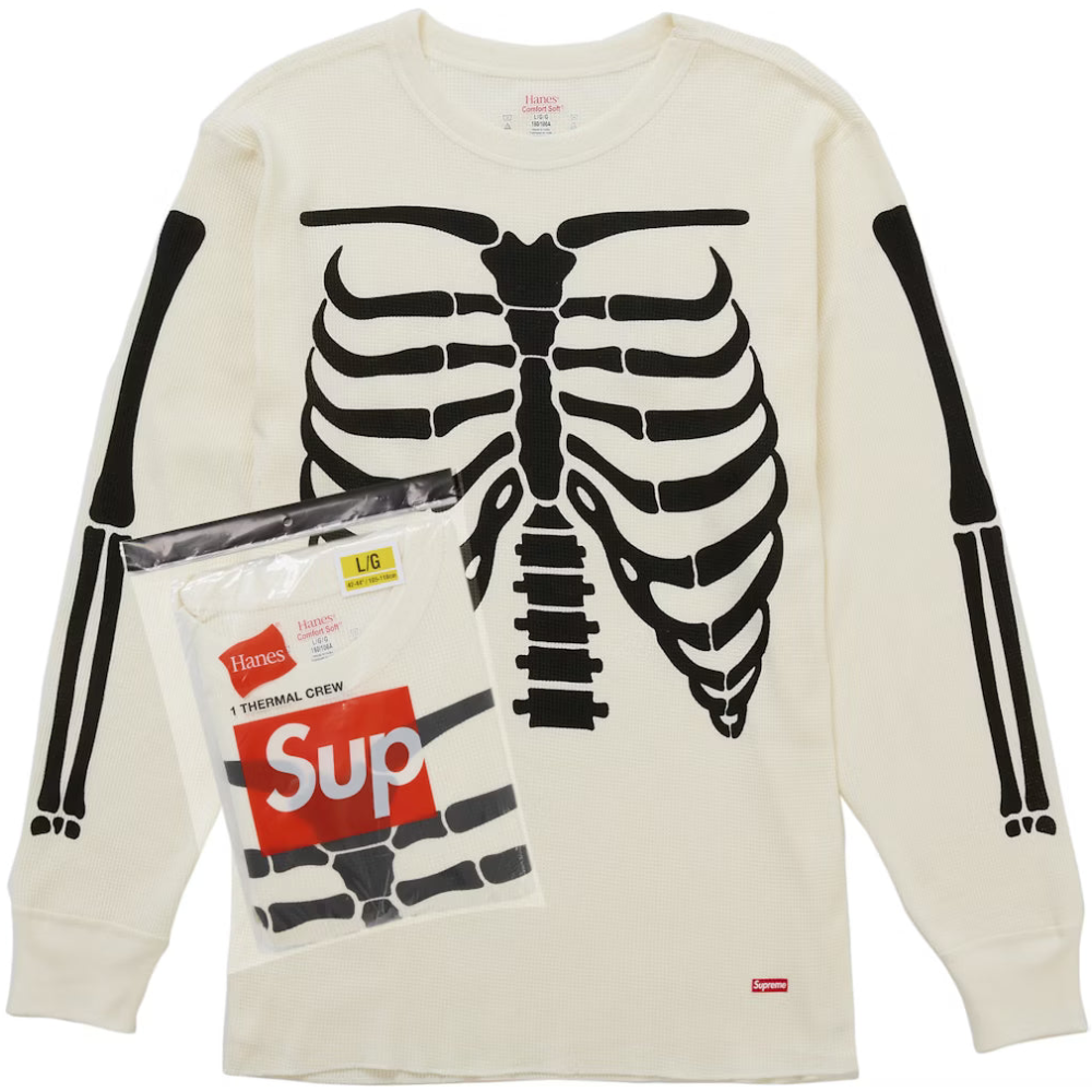 Supreme Hanes Bones Thermal Crew (1 Pack) White