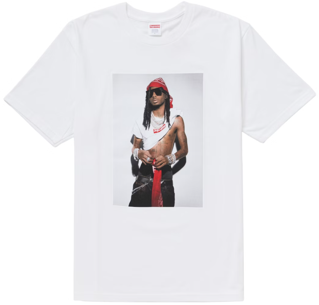 SUPREME PLAYBOI CARTI TEE WHITE FW25 POLO BLANCO