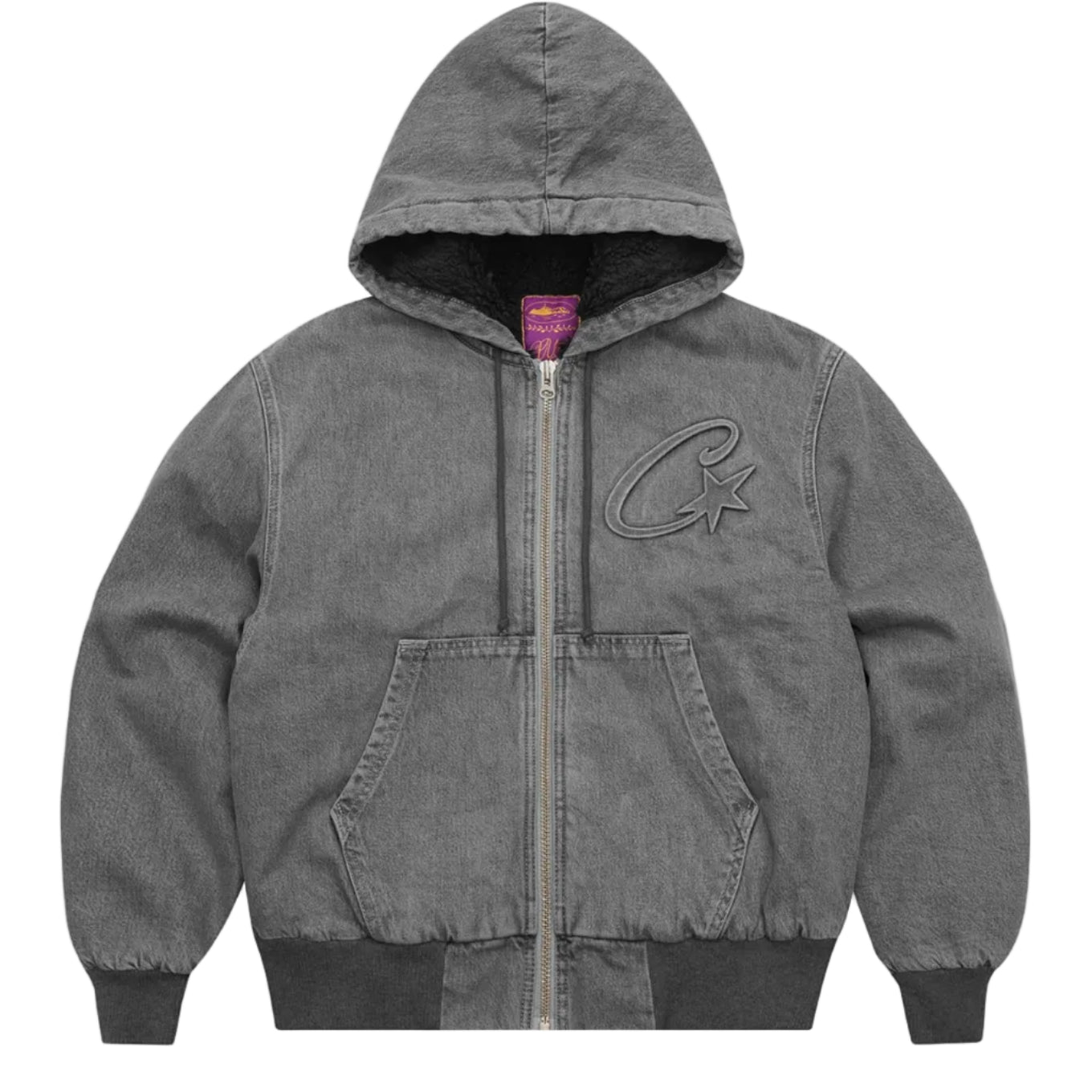 Corteiz Embossed C-Star Denim Work Jacket 'Grey'