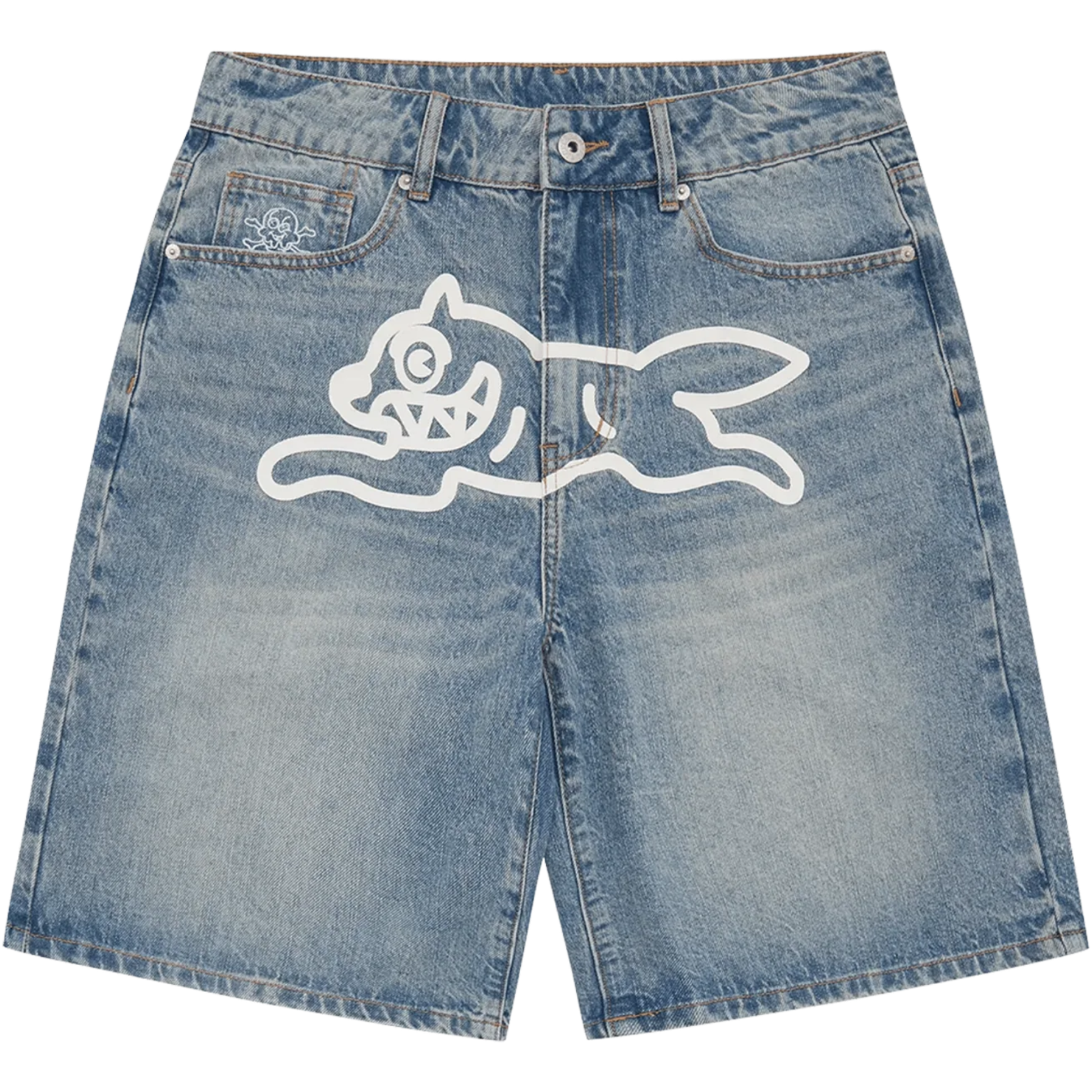 ICECREAM Fall '25 Running Dog Denim Shorts Washed Blue