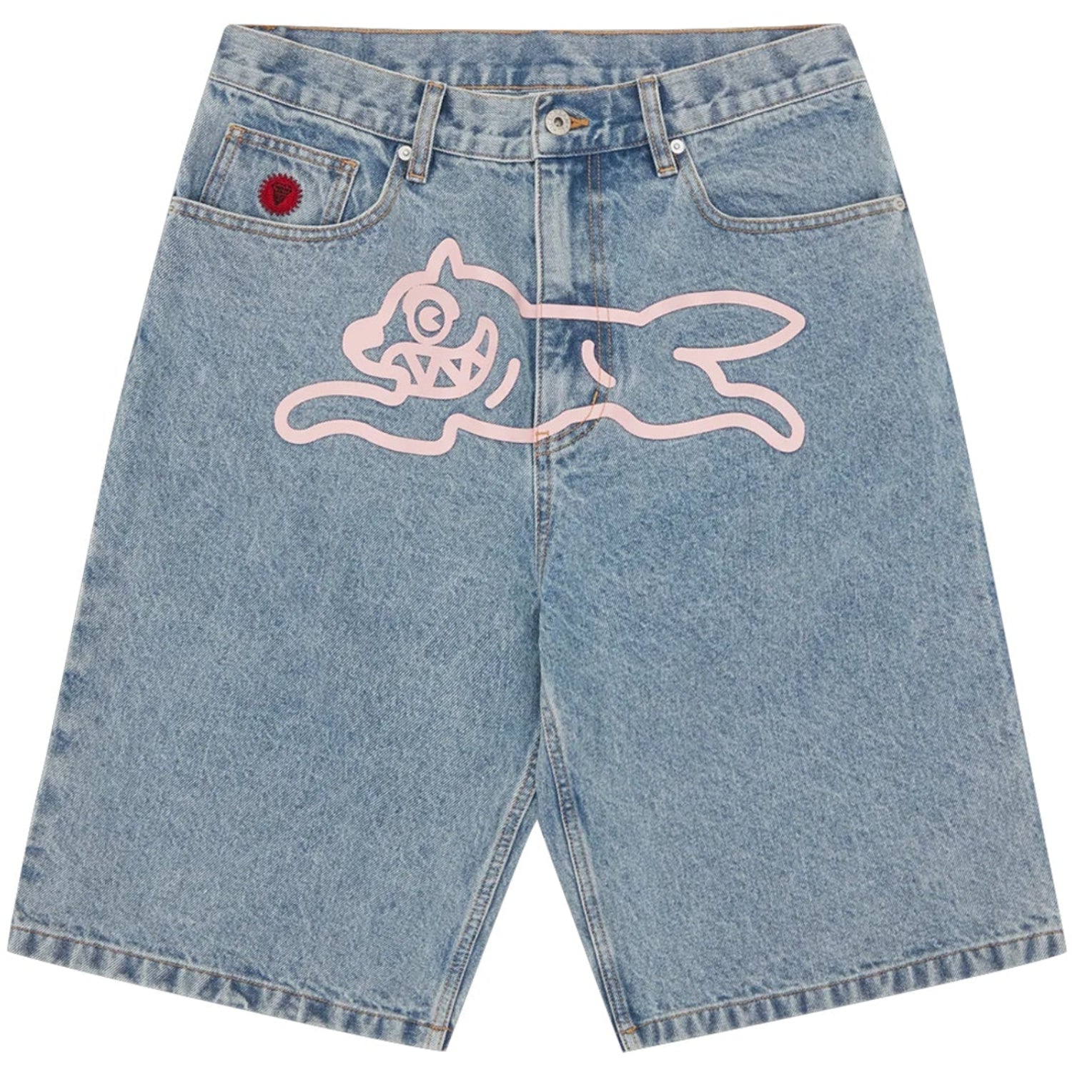 ICECREAM Fall '25 Running Dog Denim Shorts Heavy Wash Blue