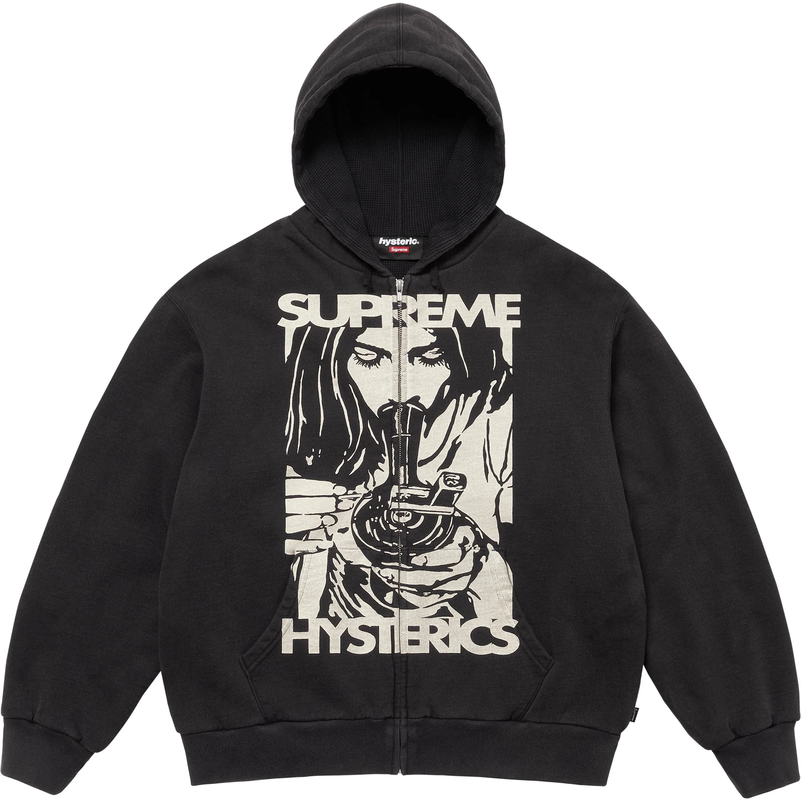 Supreme x HYSTERIC GLAMOUR Thermal Lined Zip Up Hooded Sweatshirt 'Black'