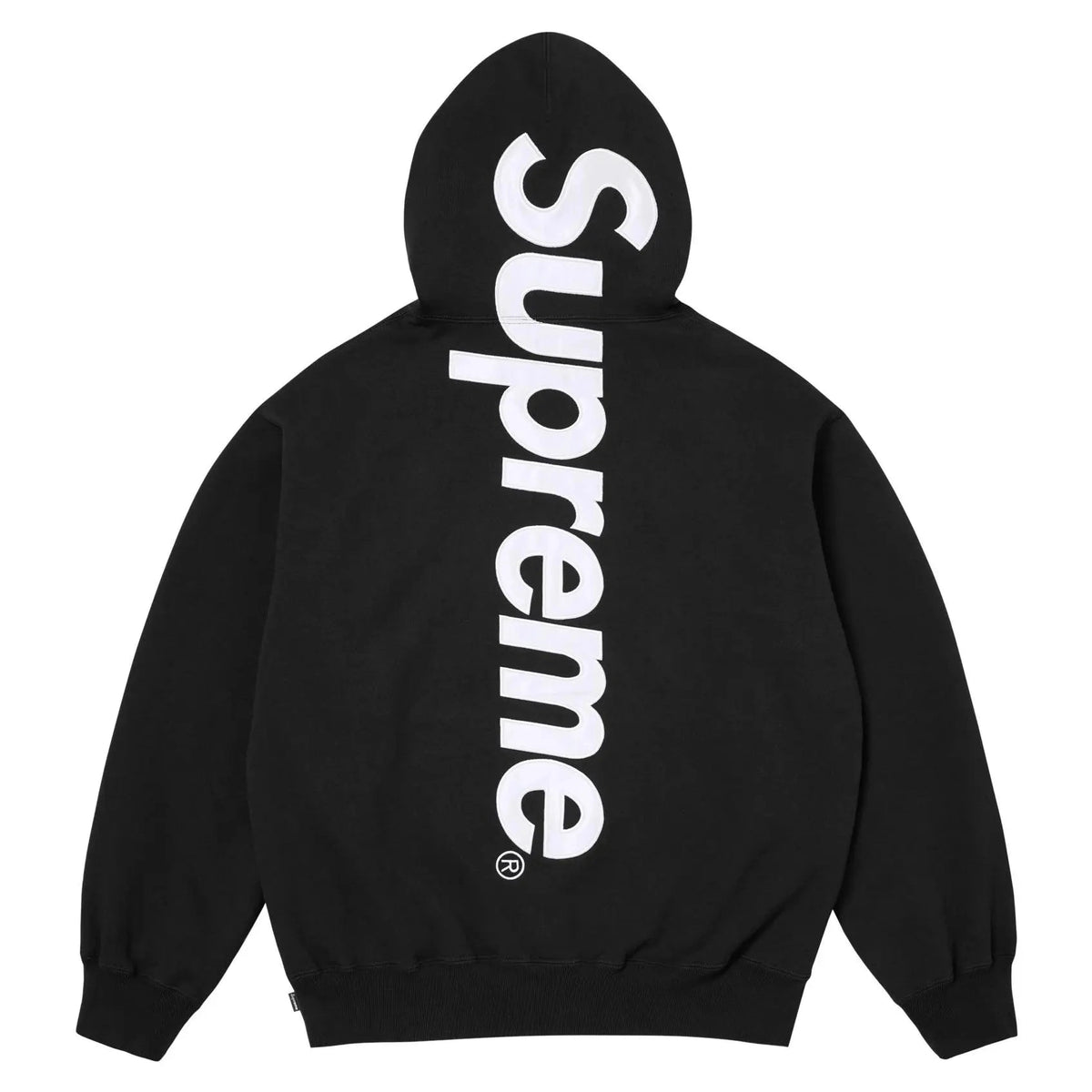 Supreme Satin Appliqué Hooded Sweatshirt 'Black'