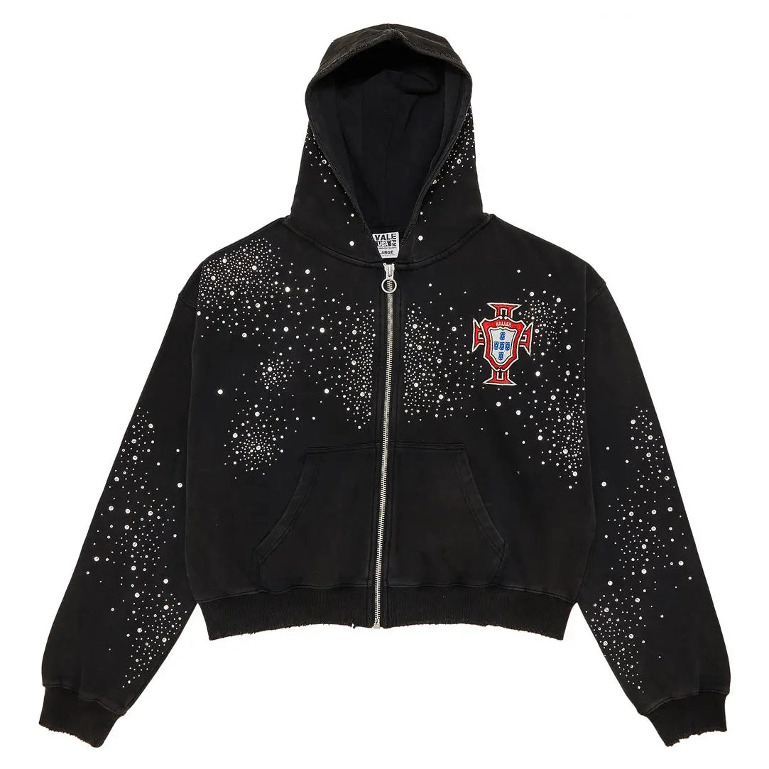 Vale Forever Pluto Clustured Portugal Zip Up Hoodie "Black"