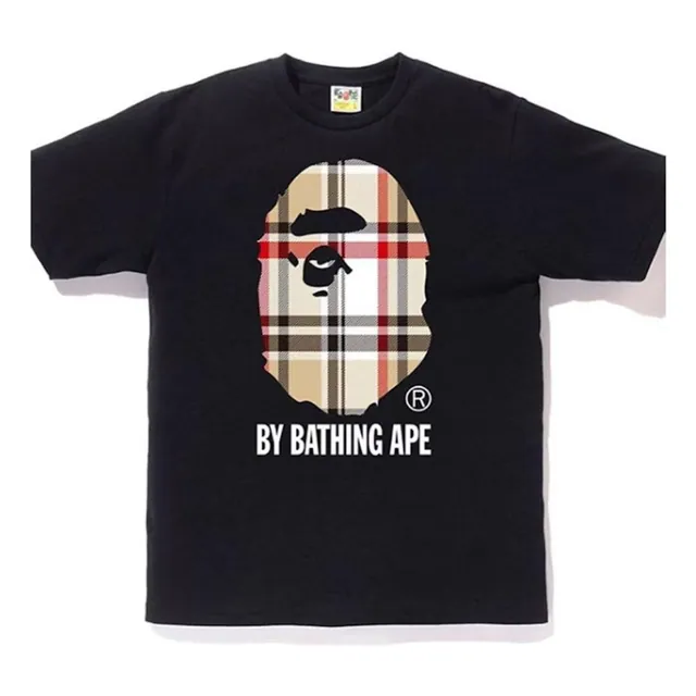 BAPE A Bathing Ape Check by Bathing Tee Black/Beige