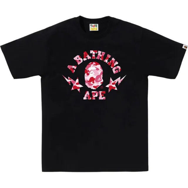 BAPE ABC Camo Sta College Tee 'Black/Pink'