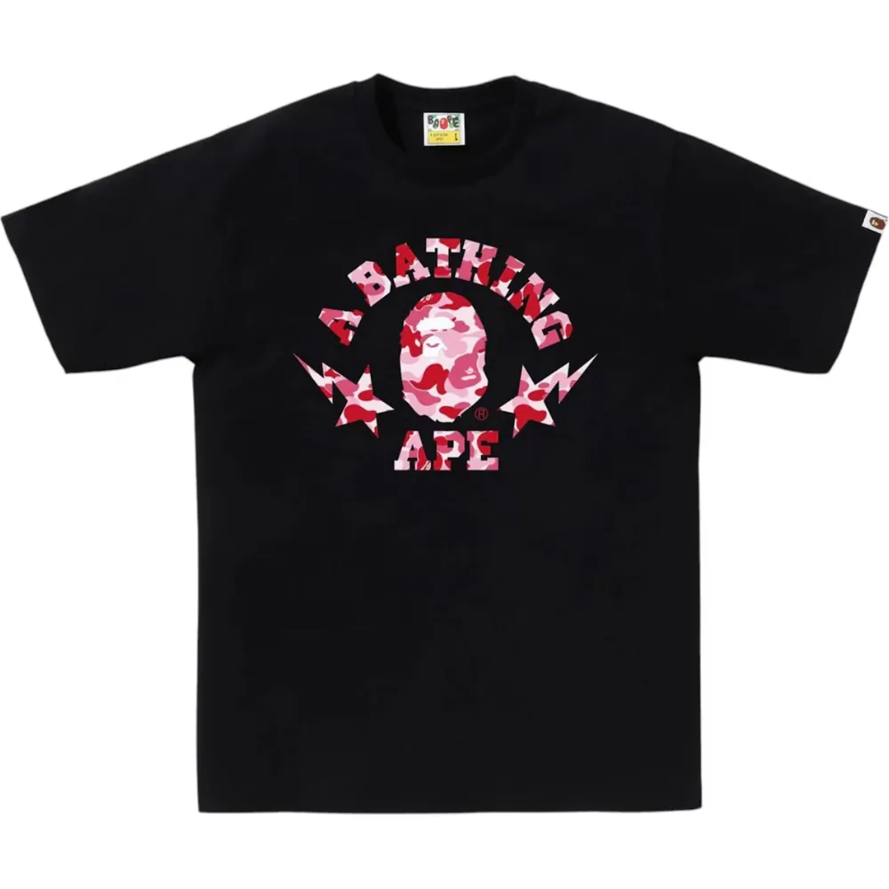 BAPE ABC Camo Sta College Tee 'Black/Pink'