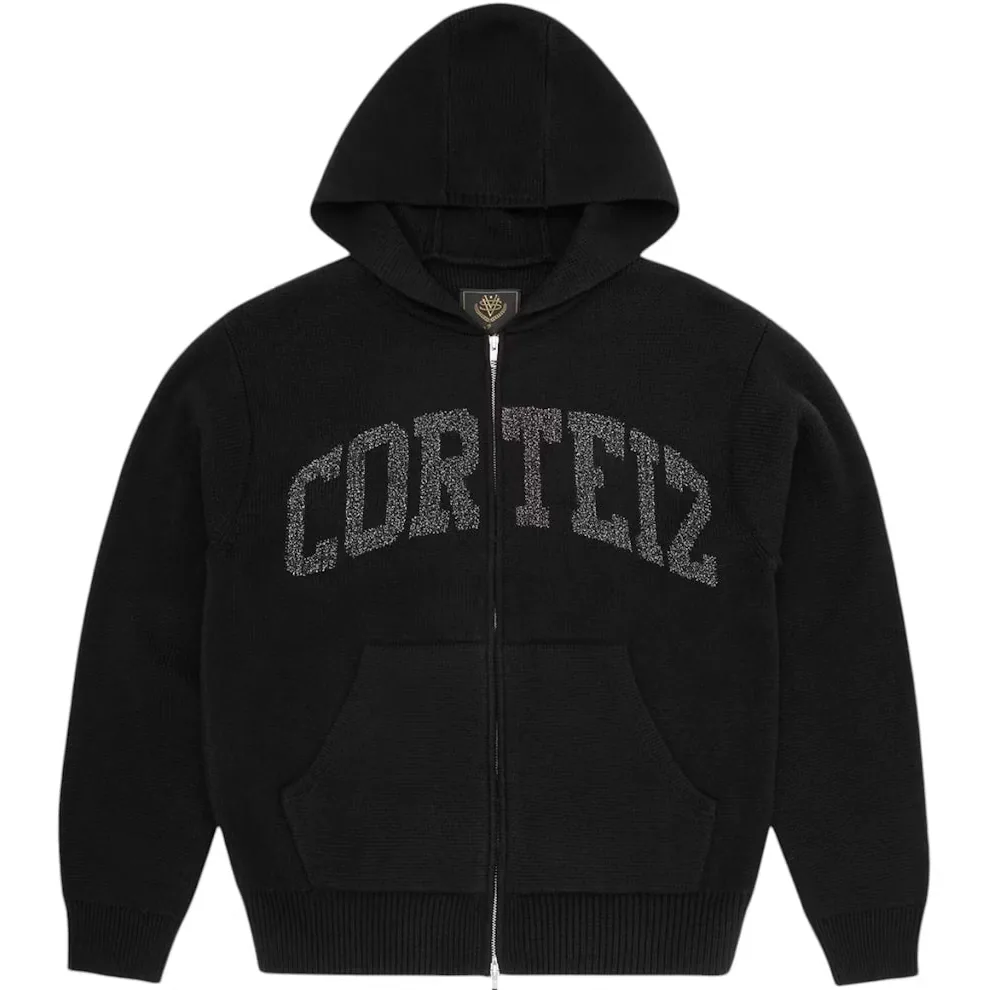 Corteiz 3M College Knit Zip Hoodie 'Black'