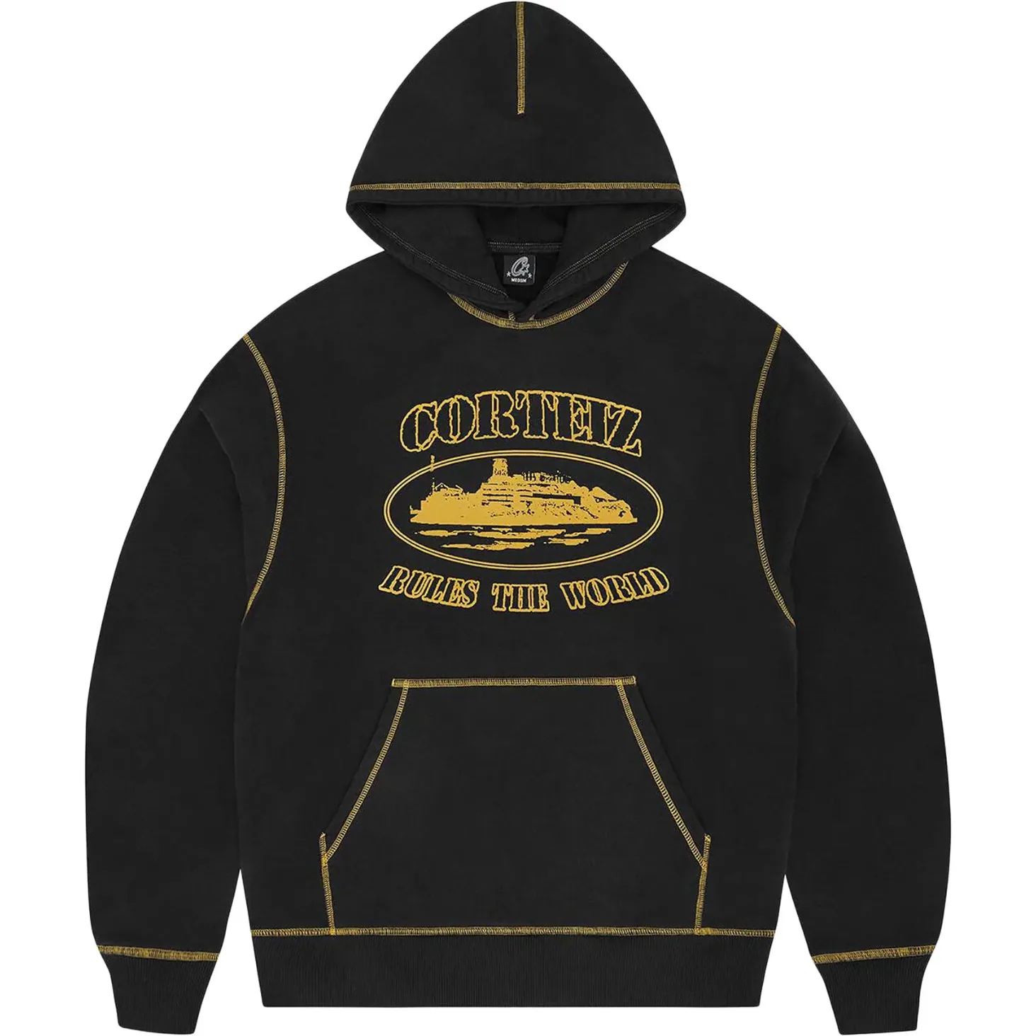 Corteiz Alcatraz Contrast Hoodie 'Black/Yellow'