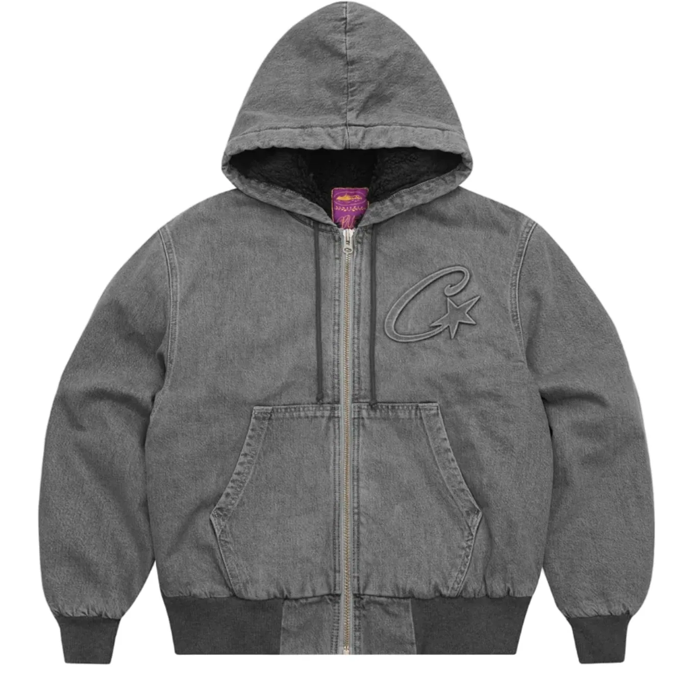 Corteiz Embossed C-Star Denim Work Jacket 'Grey'
