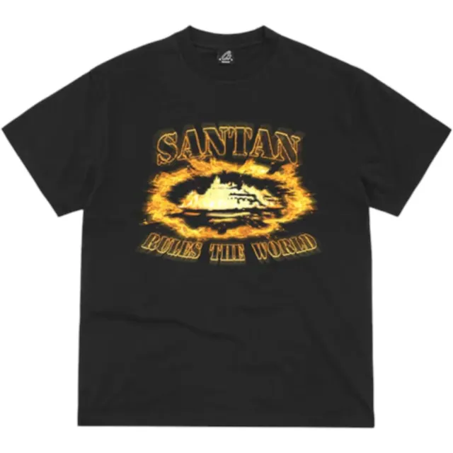 Corteiz Santan Alcatraz Tee Black/Orange Flame
