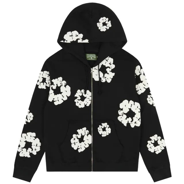 Denim Tears Cotton Wreath Zip Hoodie Black
