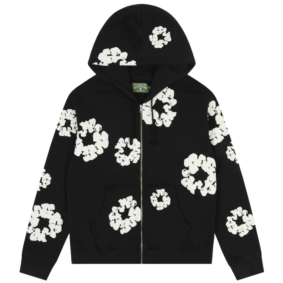 Denim Tears Cotton Wreath Zip Hoodie Black