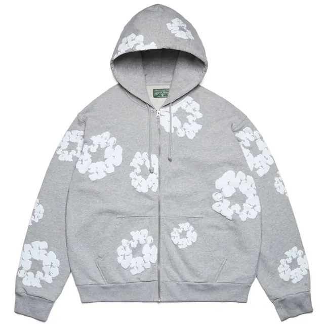 Denim Tears Cotton Wreath Zip Hoodie Grey