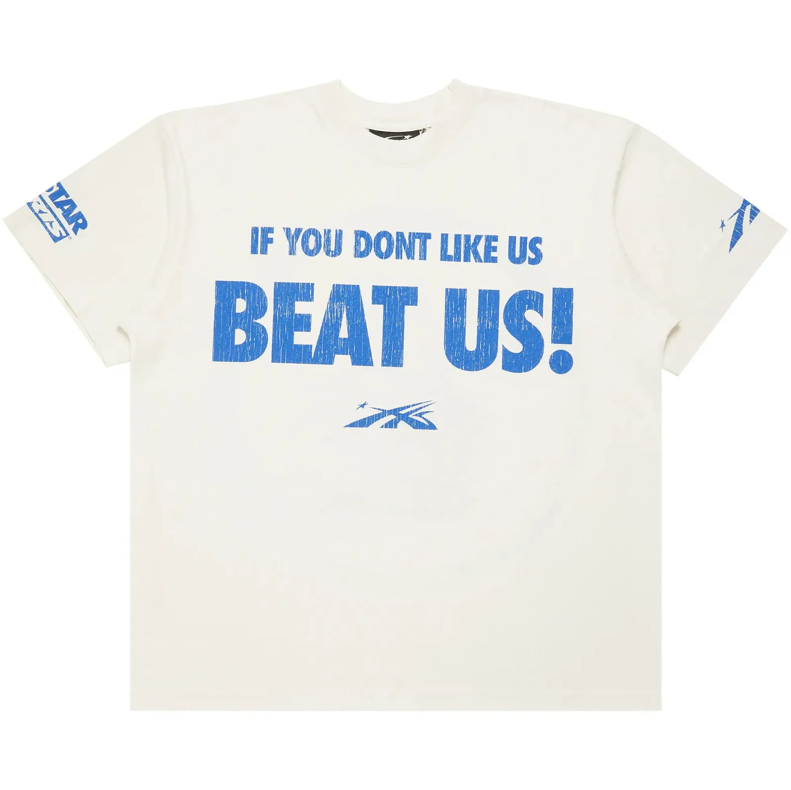 Hellstar Beat Us! T-Shirt 'White/Blue'