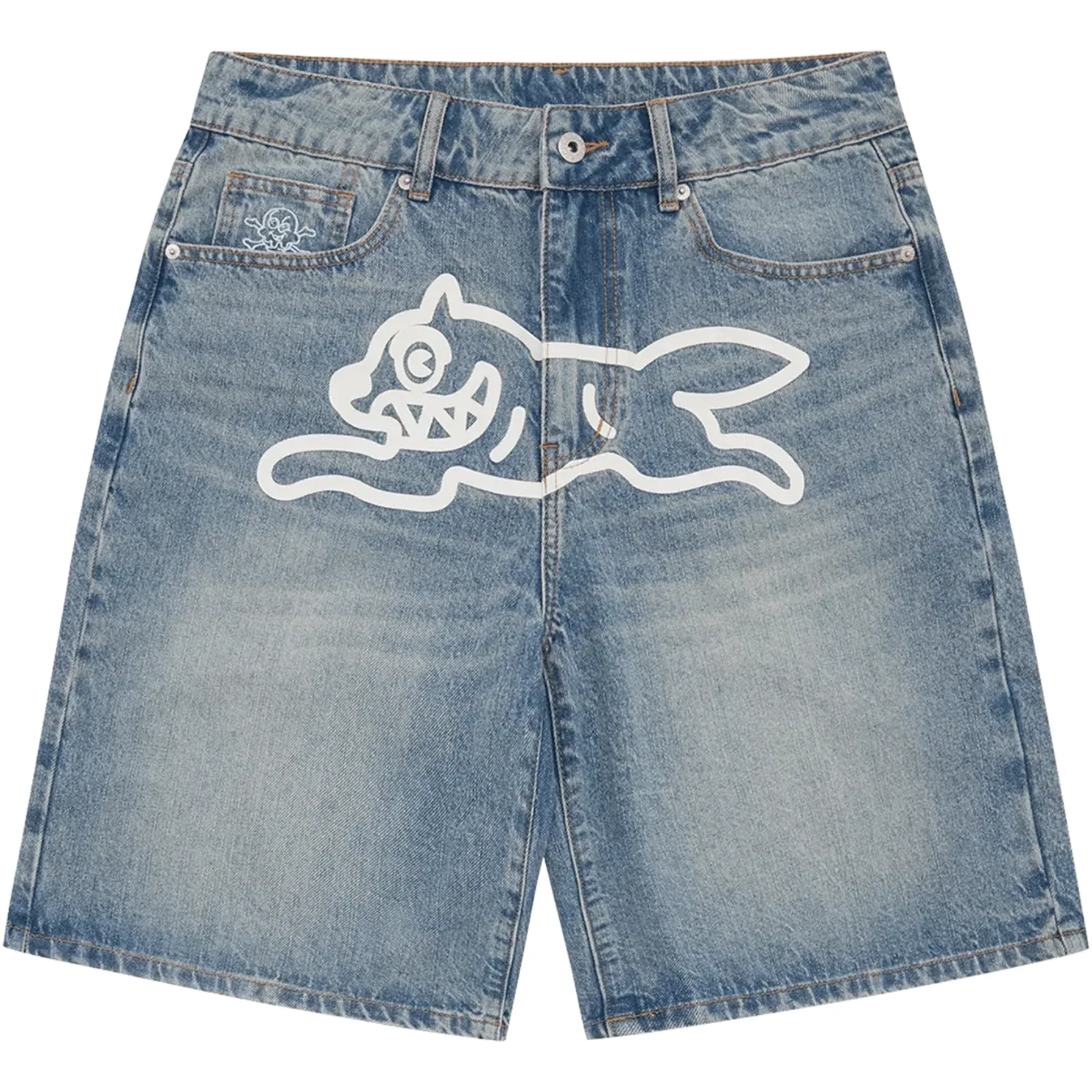 ICECREAM Fall '25 Running Dog Denim Shorts Washed Blue