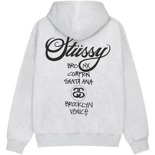 Stussy World Tour Hoodie 'Ash Heather'