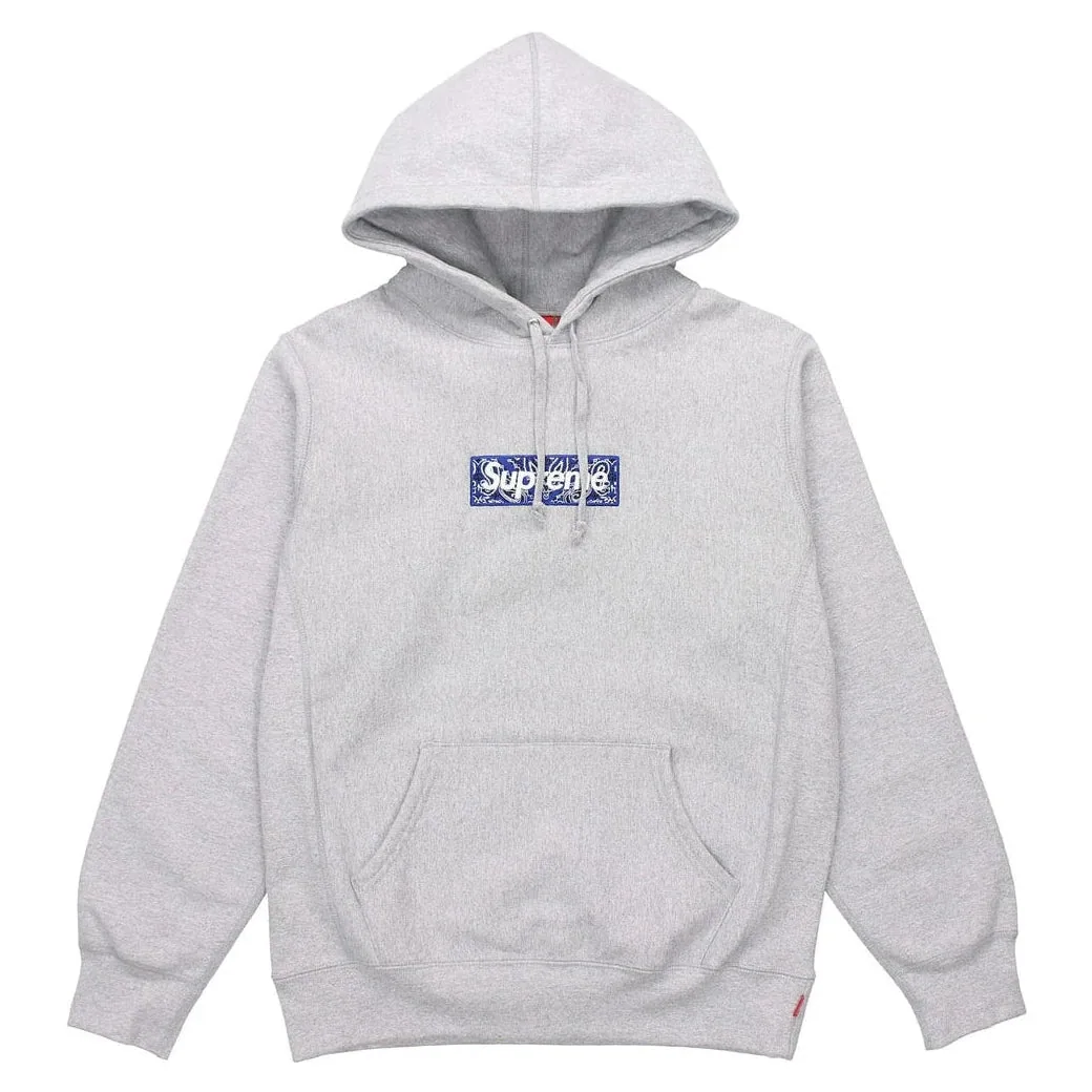 Supreme Bandana Box Logo Hooded Sweatshirt 'Heather Grey'