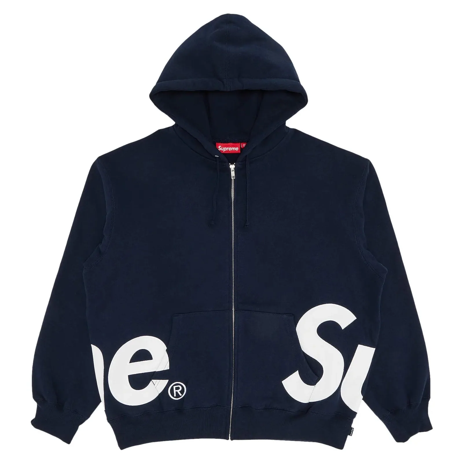 Supreme Big Logo Zip Up Hooded Sweatshirt 'Navy'