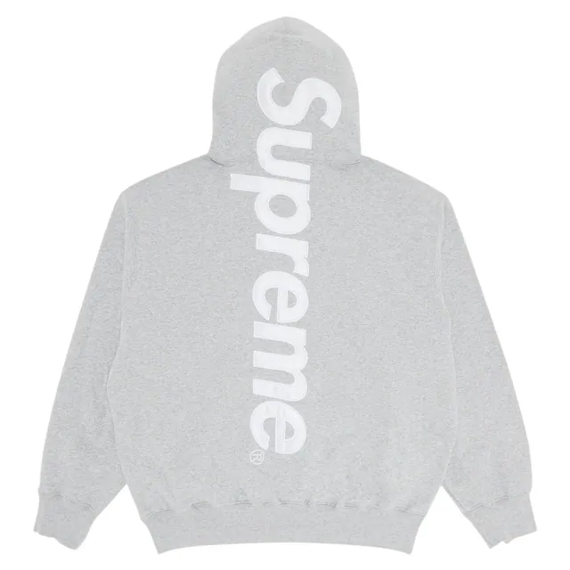 Supreme Satin Appliqué Hooded Sweatshirt 'Heather Grey'