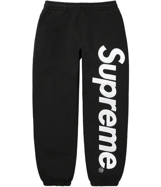 Supreme Satin Appliqué Sweatpant 'Black/White'