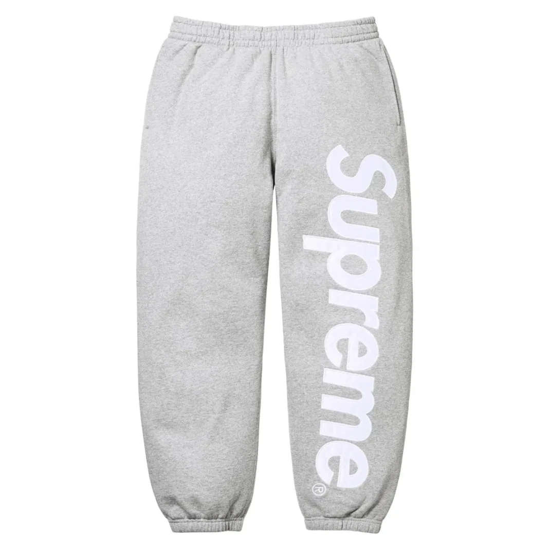 Supreme Satin Appliqué Sweatpant 'Heather Grey'