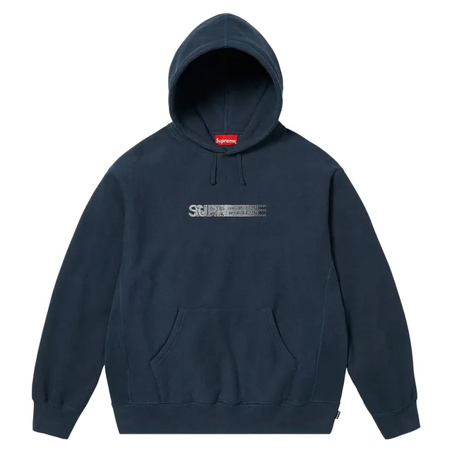 Supreme Swarovski Motion Logo Hooded Sweatshirt 'Navy'