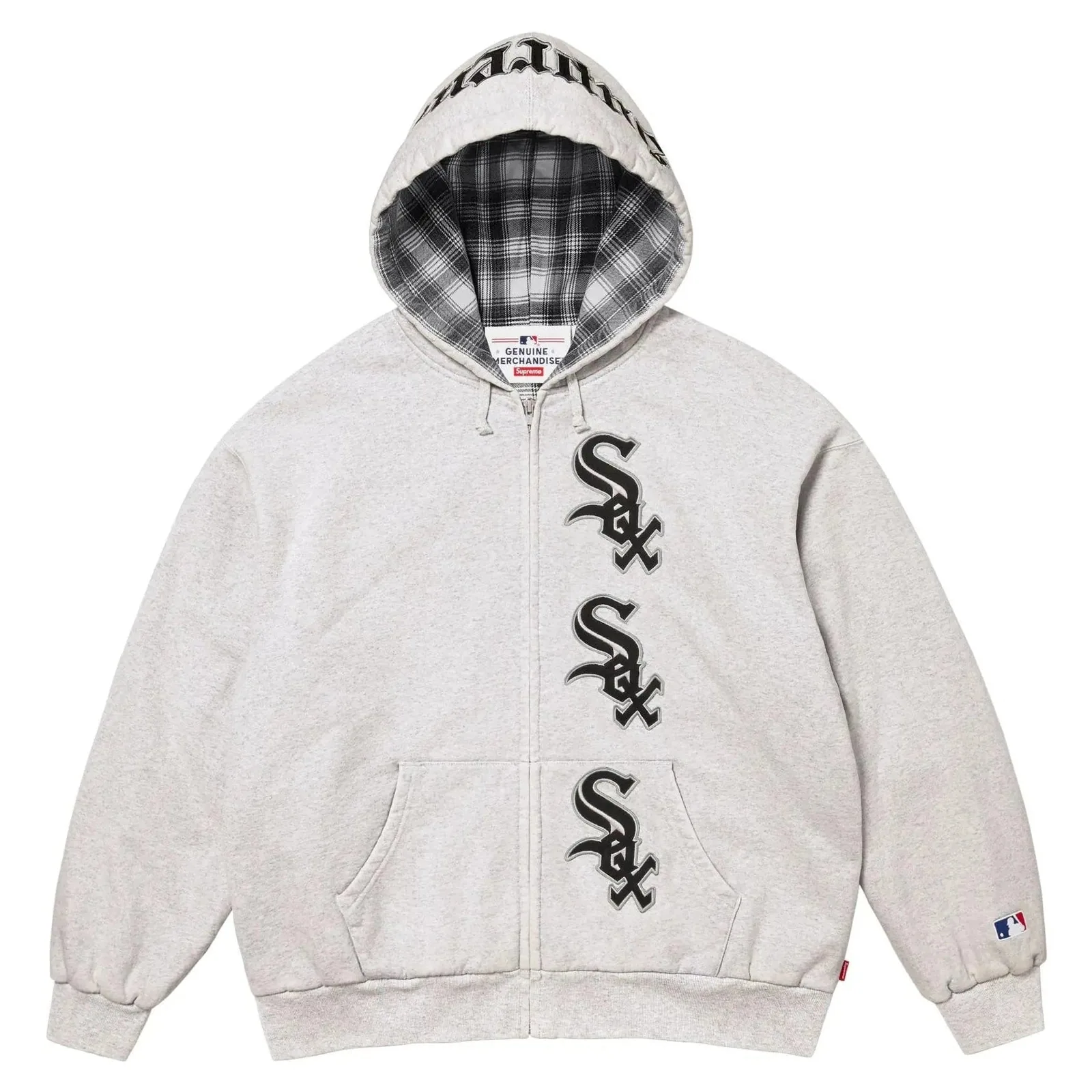 Supreme x Chicago White Sox Zip Up Hooded Sweatshirt 'Ash Grey'
