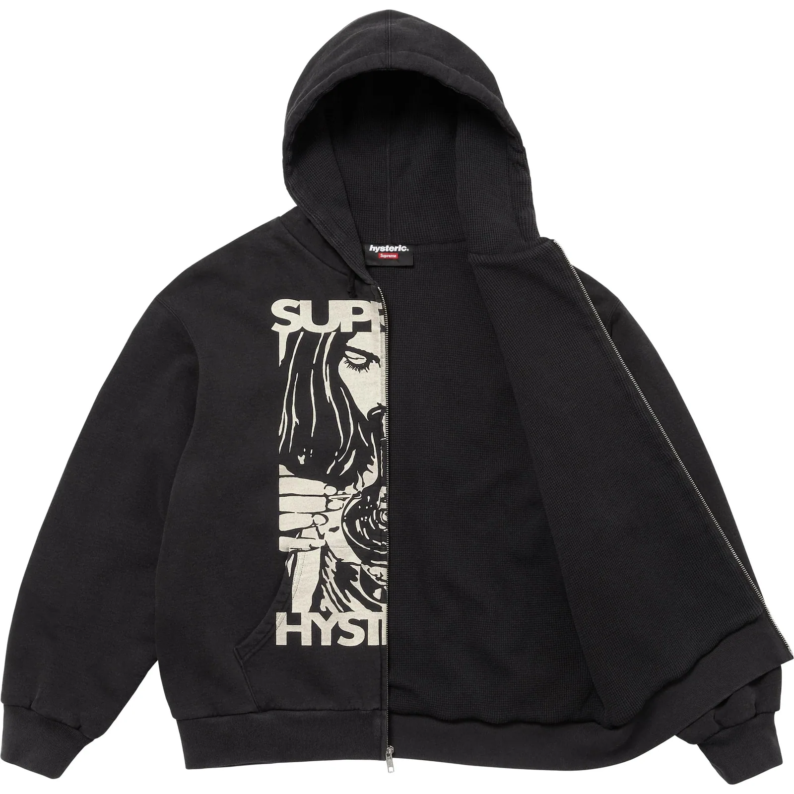 Supreme x HYSTERIC GLAMOUR Thermal Lined Zip Up Hooded Sweatshirt 'Black'
